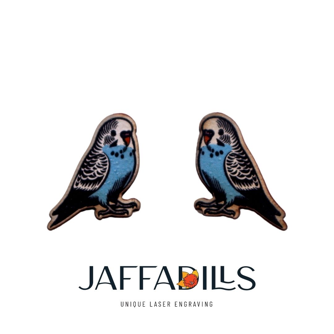 Bazza Budgie Stud Earrings